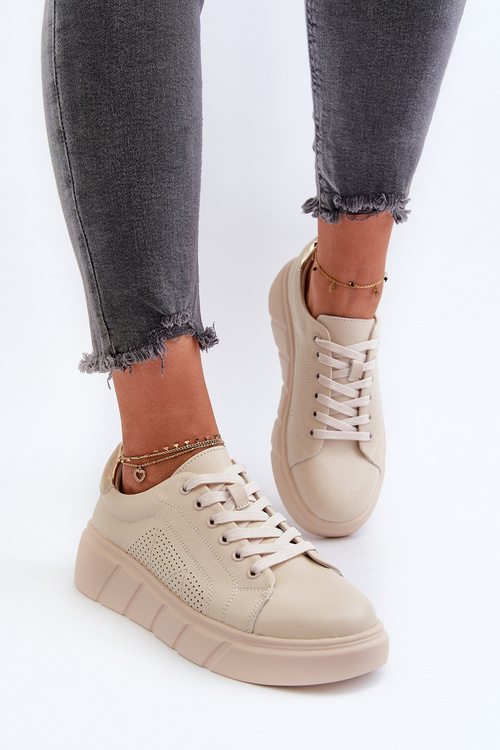 Dámské kožené tenisky na platformě béžové Gatira