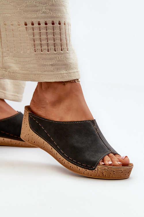 Pohodlné Dámské Sandály Na Klínku Inblu NG000002 Černé