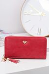 Red Big Women's Wallet Keychain Golden Heart