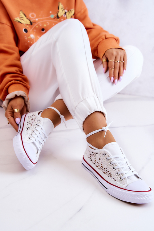 Dámské látkové tenisky s prolamováním Bíle Venture