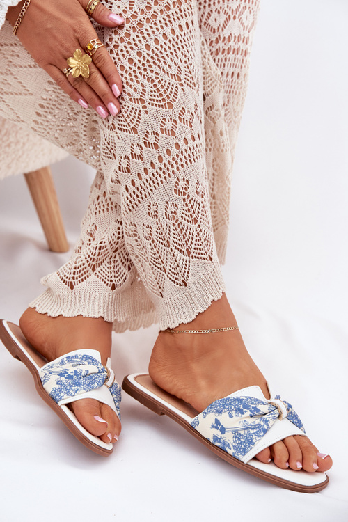 Dámske Ploche Sandále S Mašľou Biele Avenza