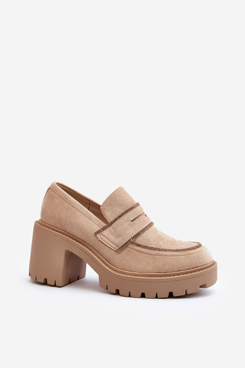 Dámske topánky na masívnom podpätku Beige Feneli