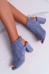 Dámské Sandály Na Podpatku Peep Toe Modré Florina