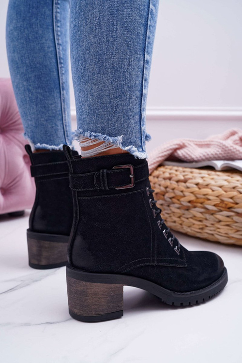 Dámské Kotníkové Boty Na Podpatku Sergio Leone Czarne BT705