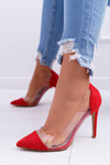 Dámské Lodičky Na Jehlovém Podpatku Průhledné červené Live