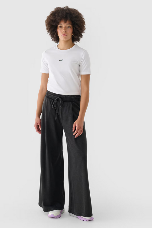 Dámské Bavlněné Tričko Slim Cropped 4F Bílé 4FWAW24TTSHF1701-10S