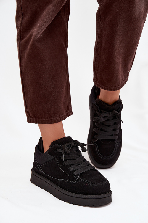 Dámske tenisky s podšívkou z kožušiny Čierne Cyrissa