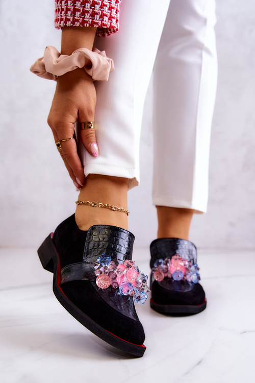 Semišové Boty S Dekorací Černá a červená Davine