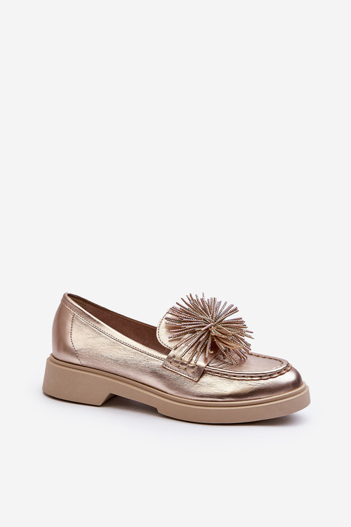 Kožené polobotky mokasíny s ozdobou CheBello 4291 zlaté