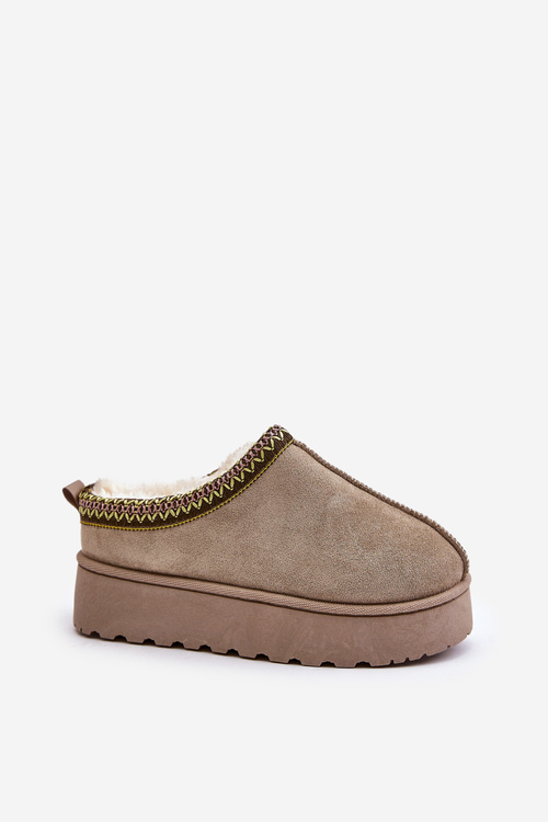 Dámské sněhule na platformě zateplené kožešinou zelené pásky