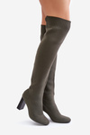 Kozáky Se Záplavou Po Kolena Na Podpatku Tmavě Zelené Esanira