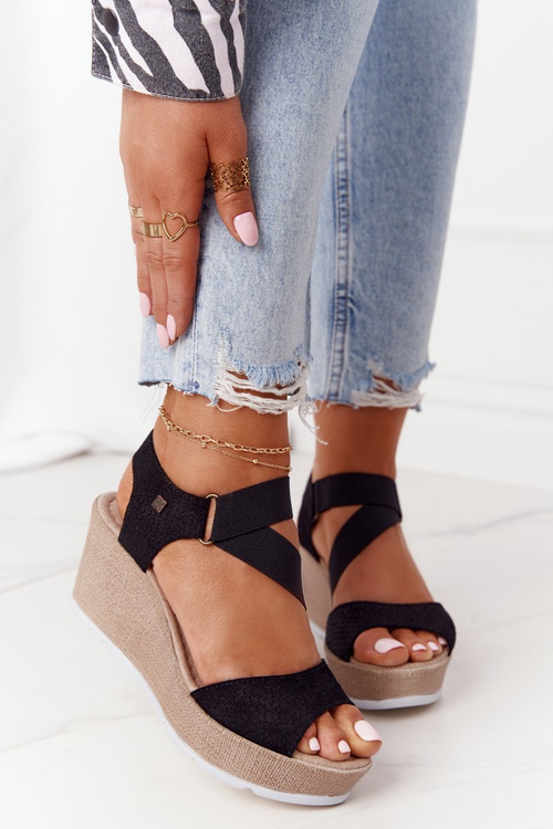 Veľká hviezda FF276016 Kožené klinové sandále