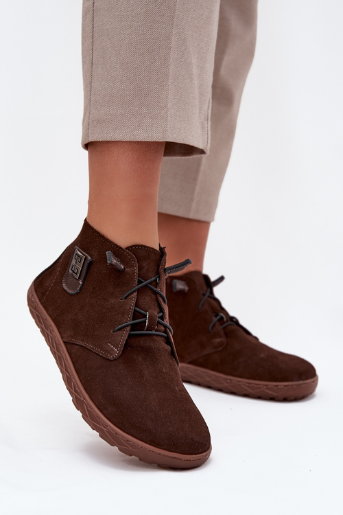 Semišové dámske mokasiny Barefoot s ozdobným detailom Zazoo 30072 čokoládové