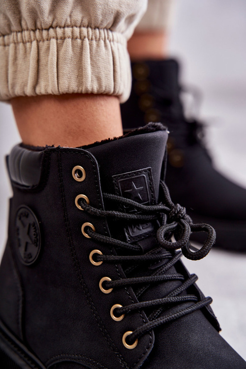 Kožené teplé boty Trappers Černé Felizia