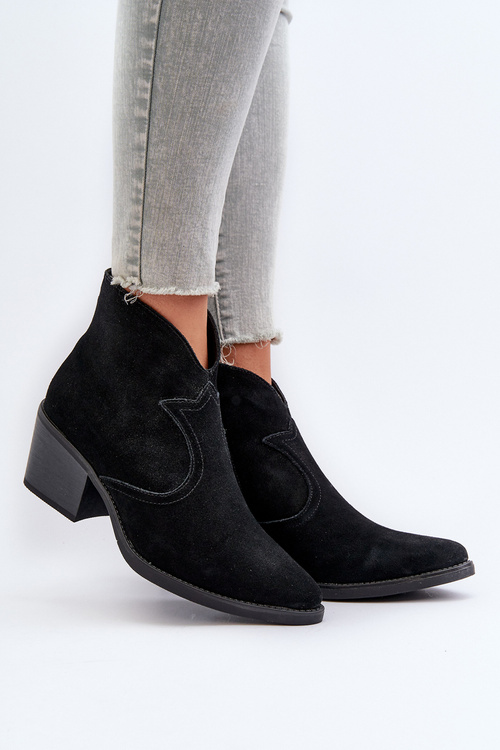 Semišové kovbojky na zip D&A SN622-29 Černé