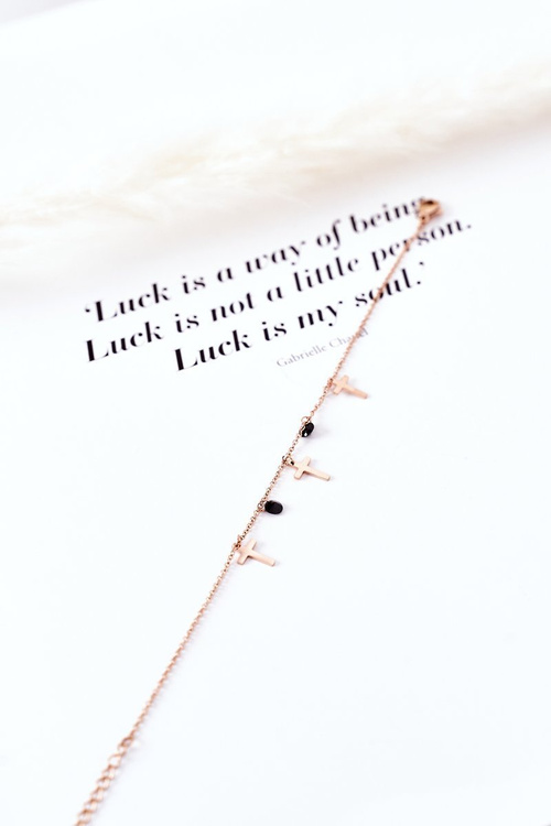 Náramok na reťazci s krížmi ružové zlato