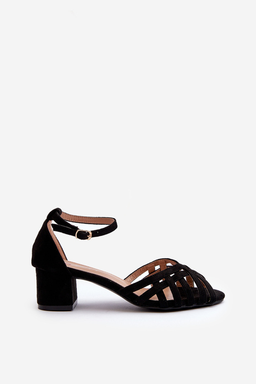 Čierne dámske sandále z ekokože s nízkym opätkom Monsha