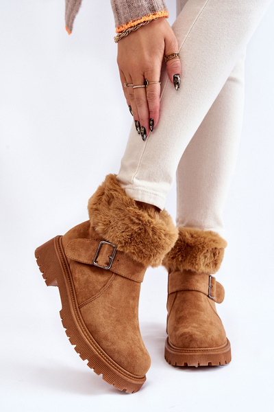 Dámske semišové topánky s ťavou dobytím chvenie kožušiny