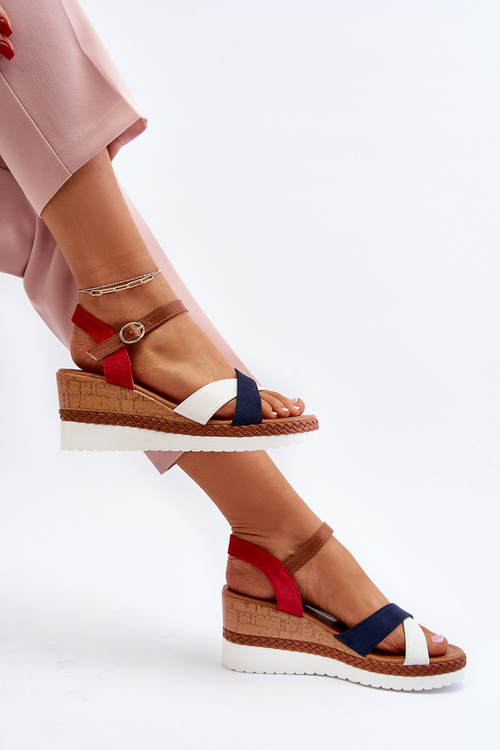 Sandály Na Klinu S Pásky Bílo-Modré Kioda