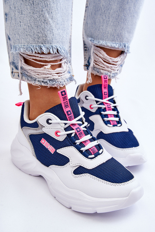 Dámské lehké sportovní boty Big Star LL274376 Bílá a tmavě modrá