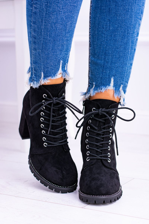 Lu Boo Black Suede topánky na stĺpe Halsey Rinestant