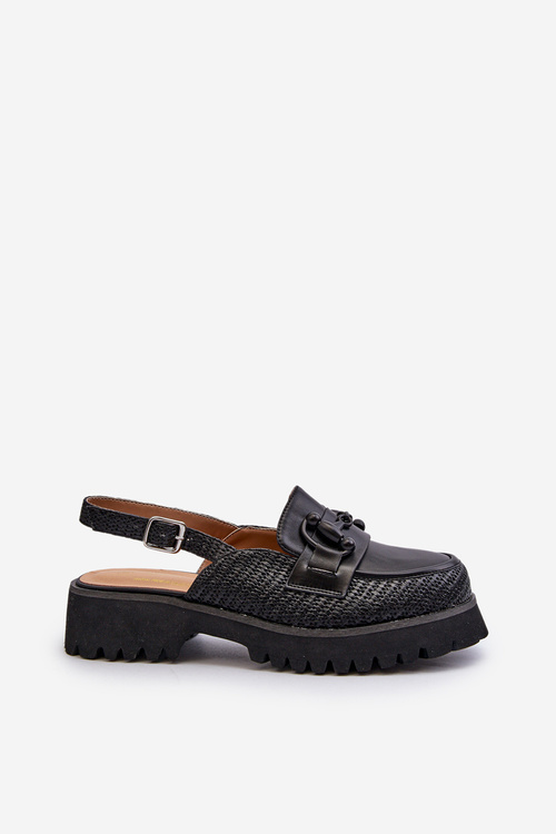 Dámské sandály na ploché podrážce s ozdobou Černé D&A MR38-656