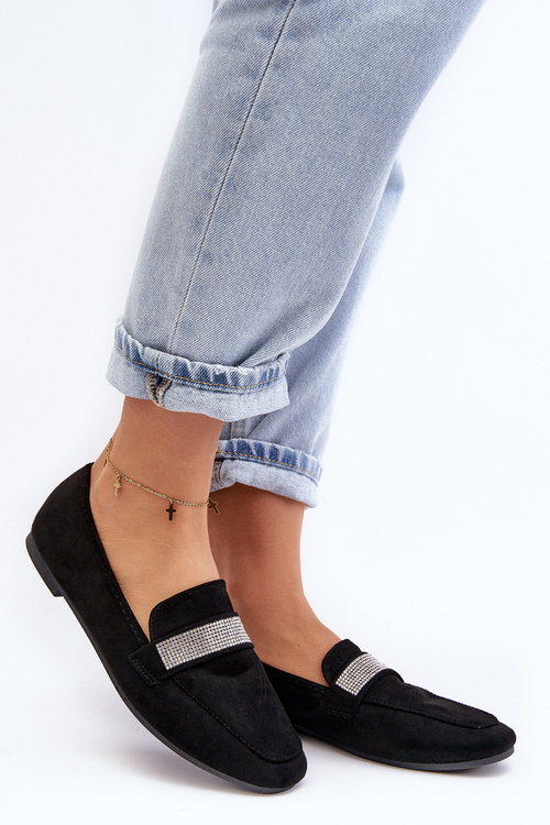 Dámské mokasíny s cirkony černé Ralrika