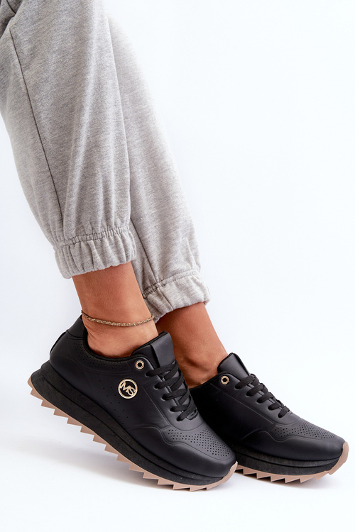 Čierne Dámske Kožené Tenisky na Platforme Pernalia