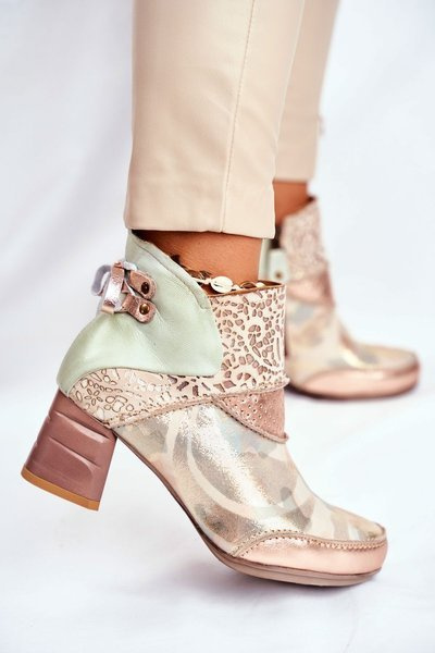 Dámské Kotníkové Boty na Podpatku Maciejka béžové 03410-04