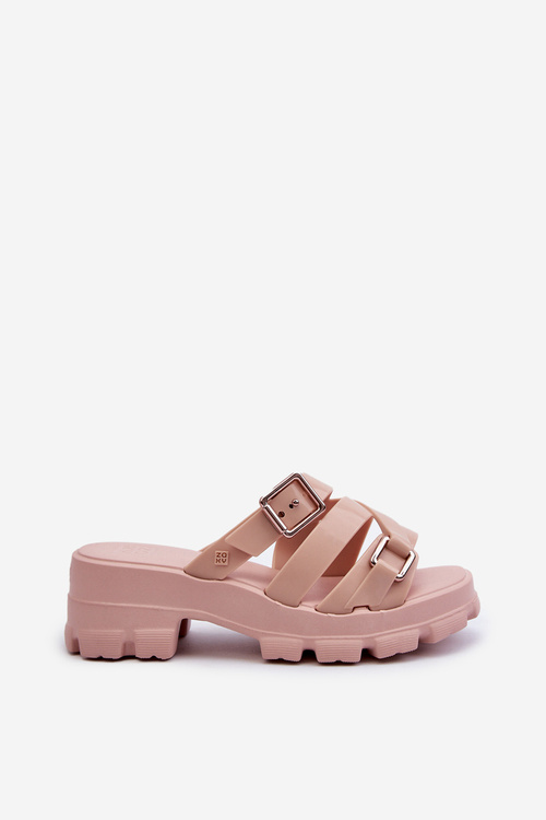 Vonné Dámské Pantofle Na Nízkém Podpatku ZAXY NN285044 Růžové