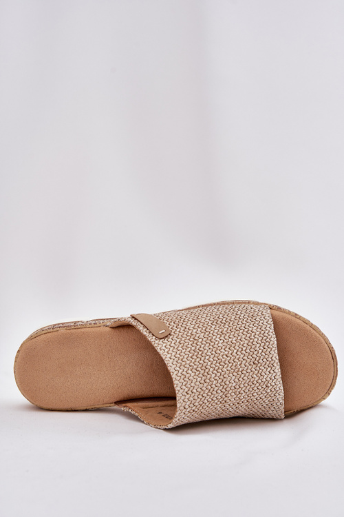 Dámske Sandále S Pletením Na Klíne Béžové Norozi