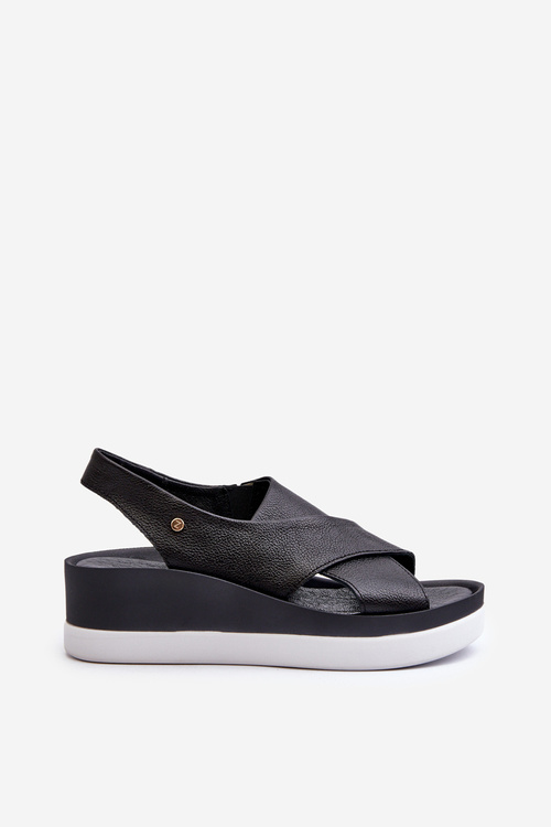 Zazoo 40256 Kožené sandály na klíně černé