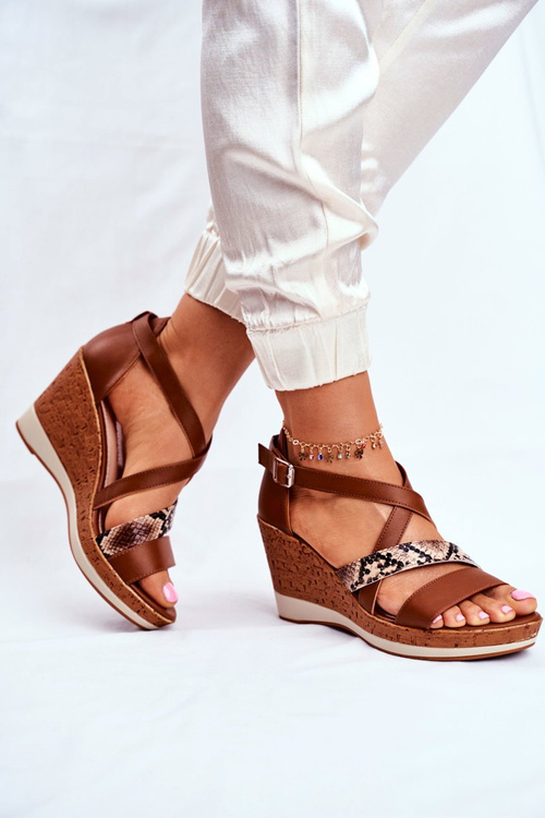 Dámské Sandály Na Klínu Sergio Leone Hnědé SK309