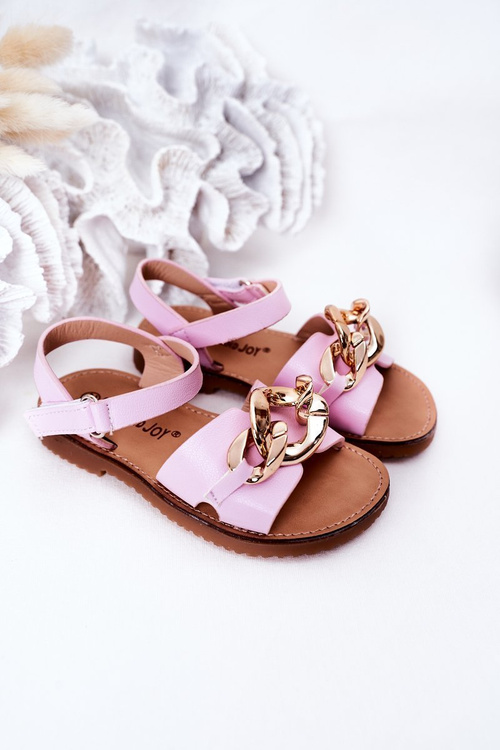 Detské sandále s fialovým buffy reťazcom