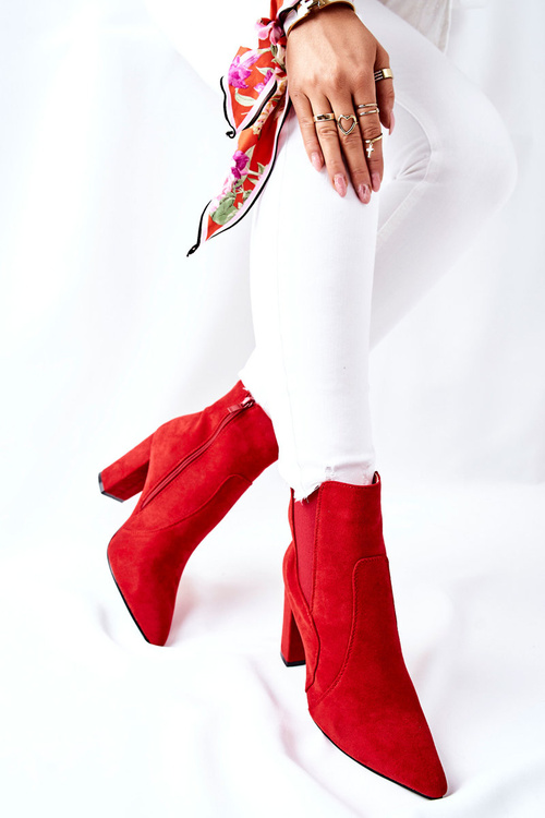 Dámské Semišové Boty Na Podpatku Červené Kastren
