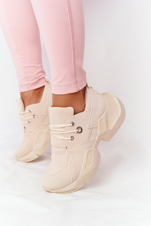 Dámské Sneakersy Na Velké Podrážce Béžové Bubbly