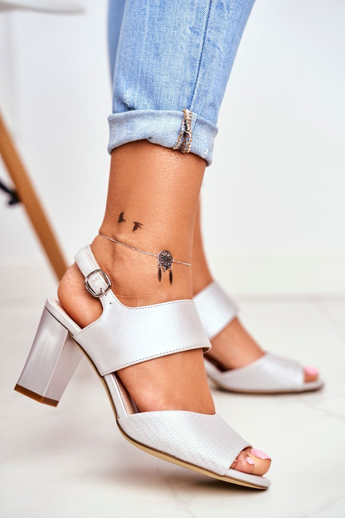 Sandály Na Podpatku Sergio Leone SK778 Stříbrné