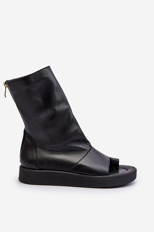 Zazoo 3441 Dámské kožené sandály s černým svrškem