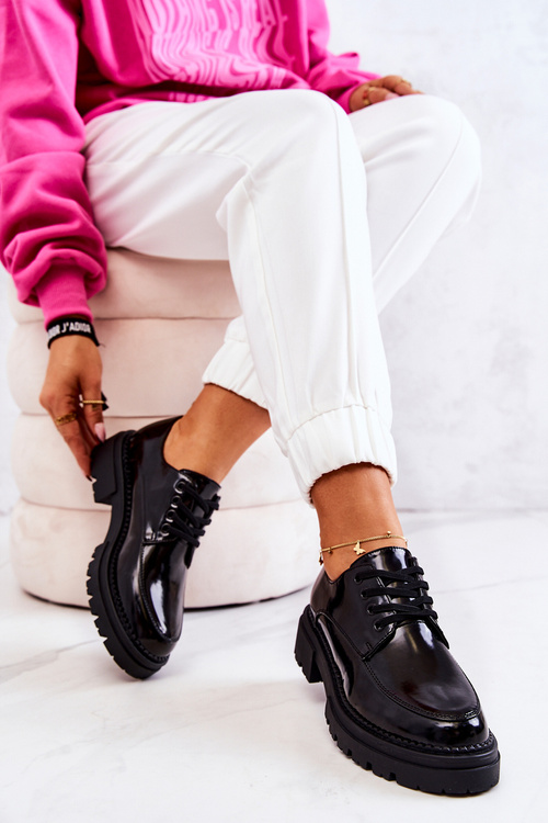 Maľované zviazané topánky la.fi čierne joselin