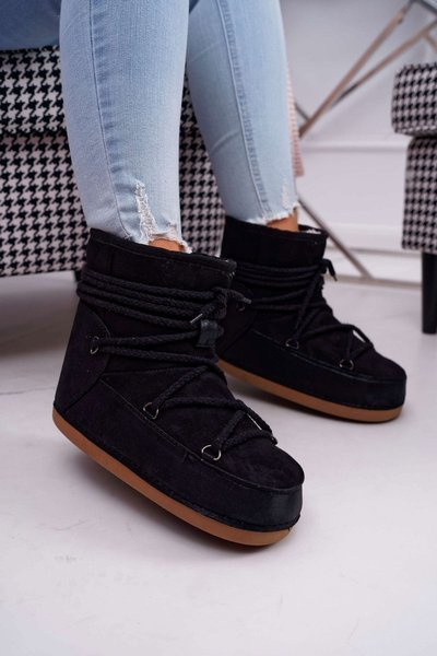 Dámské Sněhule Zateplené Kožešinou Černé Veme