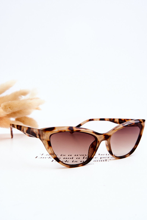 Módne slnečné okuliare Cat Eye v090169 leopard béžová