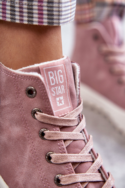 Dámské Tenisky Big Star Vysoké Zateplené Růžové EE274113