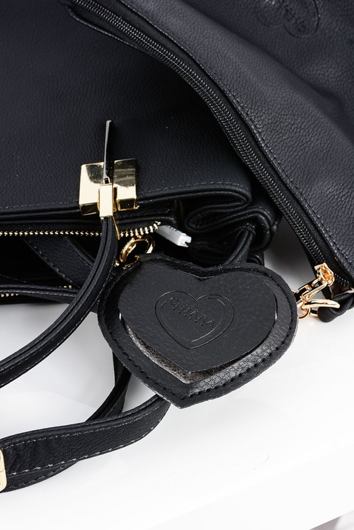 Veľká čierna dámska taška + vrecko + zrkadlo Poľsko