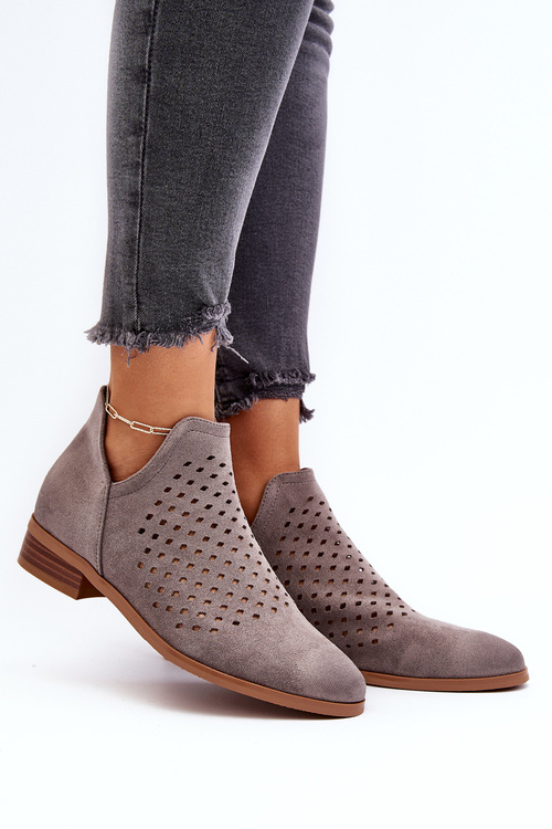 Nízke sivé dámske členkové topánky na plochom podpätku Janetris