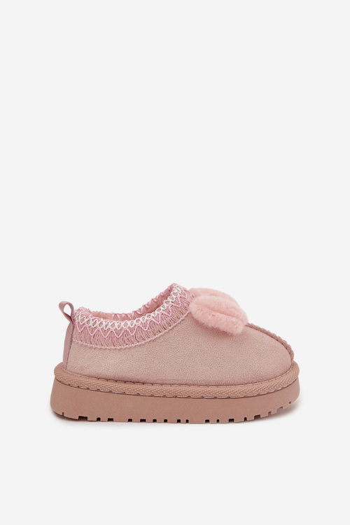 Dětské sněhule s výšivkou a mašlí Růžové Daven