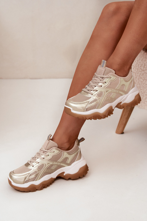 Dámske Športové Topánky Sneakers Big Star SS274014 Béžovo-Zlaté
