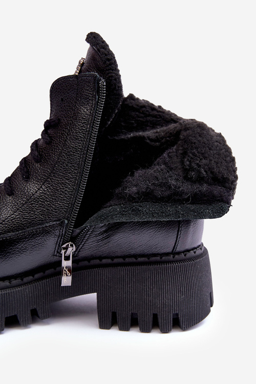 Dámské kožené trapperské boty černé Vergo