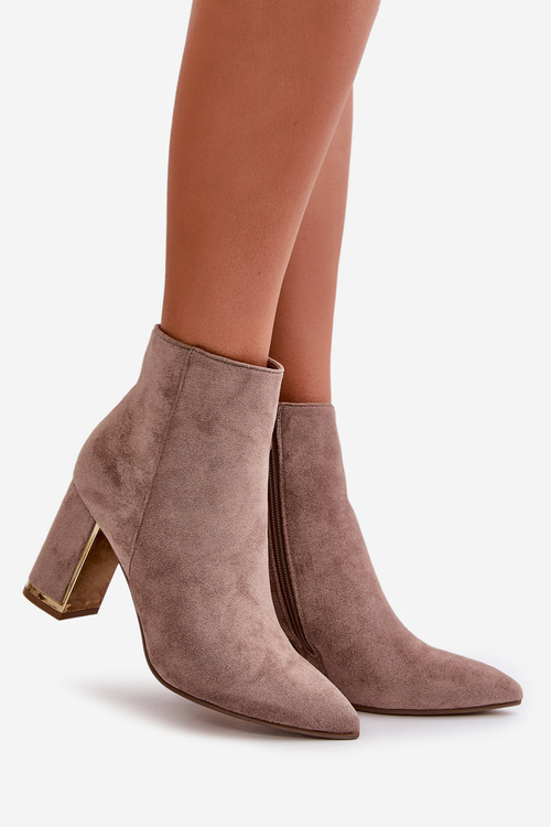 Dámske Čižmy Na Opätku So Zipsom Zateplené Eko Semišové Béžové Mevair