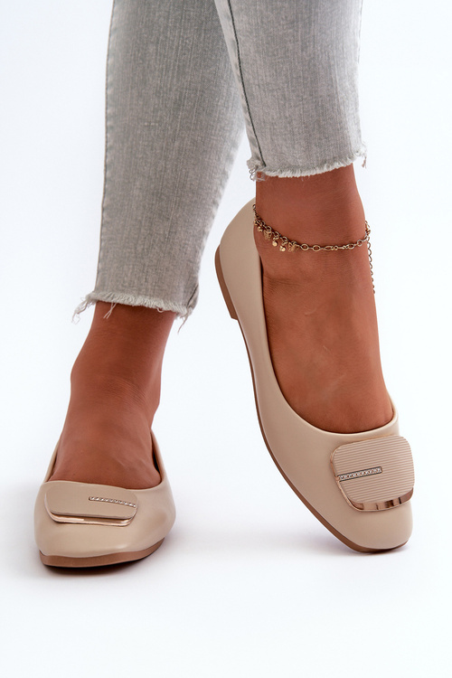 Dámske Baletky Z Ekokože S Ozdobou Beige Edoslli