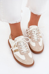 Nízké kožené sneakersy dámské bílo-zlaté Ismina
